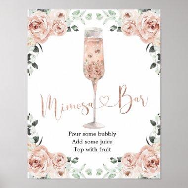 Pink Dusty Rose Petals and Prosecco Mimosa Bar Poster