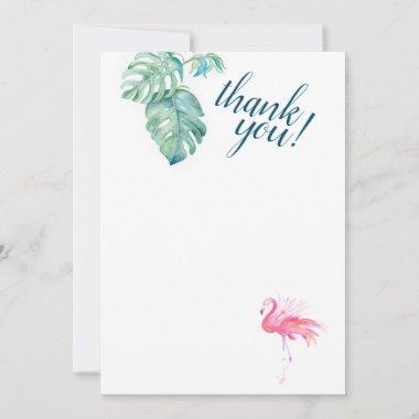Pink Flamingo Tropical Thank You Note Invitations