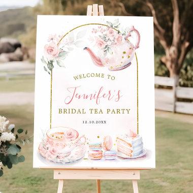 Pink Floral Bridal Shower Tea Party Welcome Sign