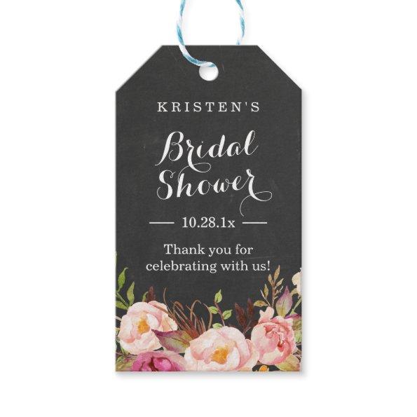 Pink Floral Chalkboard | Bridal Shower Thank You Gift Tags