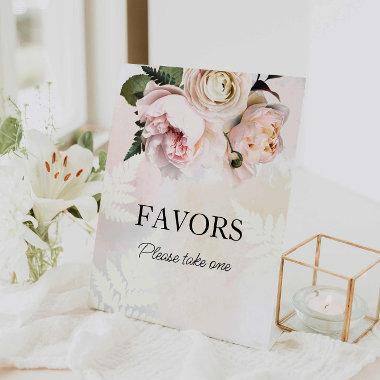 Pink Floral Favors Bridal Shower Sign
