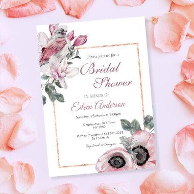 Pink Floral Garden Bridal Shower Invitations