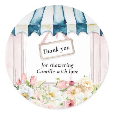 Pink Floral Garden Bridal Shower Thank you Classic Round Sticker