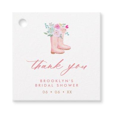 Pink Floral Rain Boots Bridal Shower Thank You Favor Tags