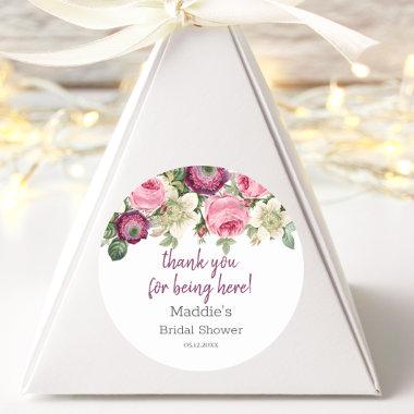 Pink Floral | Thank You Bridal Shower Stickers