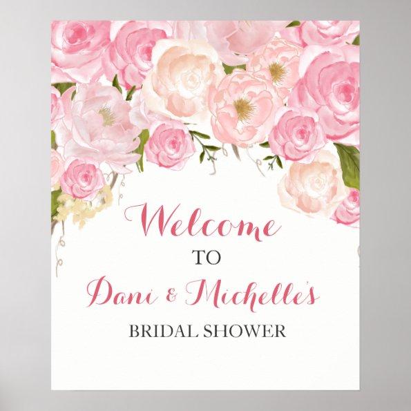 pink flower bridal shower SIGN