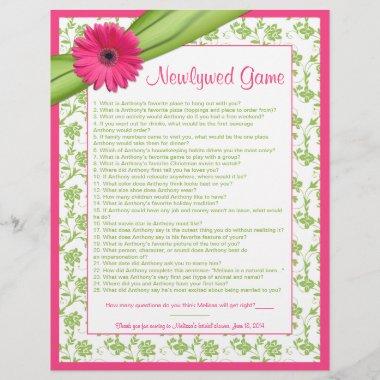 Pink Gerber Daisy Green Floral Bridal Shower Game