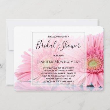 Pink Gerbera Daisies Elegant Photo Bridal Shower Invitations