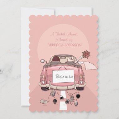 Pink Getaway Car - Bridal Shower Invitations