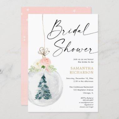 Pink gold elegant Winter bridal shower Invitations