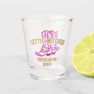 Pink Gold Gettin' Hitched Shot Glass