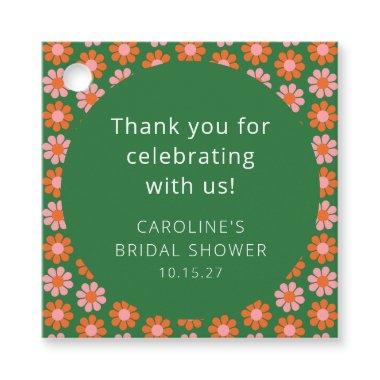 Pink Green Flowers Bridal Shower Custom Thank You Favor Tags