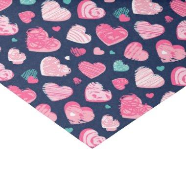 Pink Heart Romance Love Pattern Valentine's Day Tissue Paper