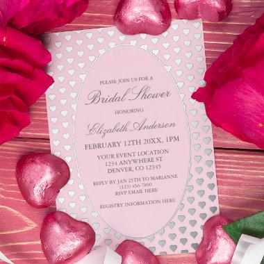 Pink Hearts Bridal Shower Foil Invitations