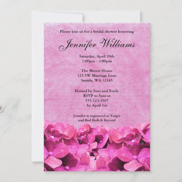 Pink Hydrangea Bridal Shower Invitations