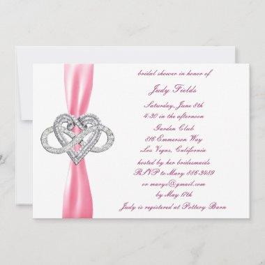 Pink Infinity Heart Bridal Shower Invitations