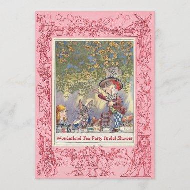 Pink Mad Hatter's Tea Party Bridal Shower Invitations