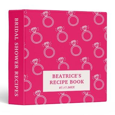 Pink Neon Recipe Book Bridal Shower 3 Ring Binder