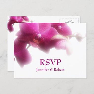 Pink Orchid Floral Wedding RSVP Invitation PostInvitations