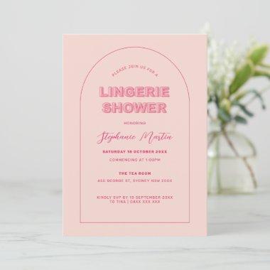 Pink Outline Bold Type Lingerie Shower Invitations