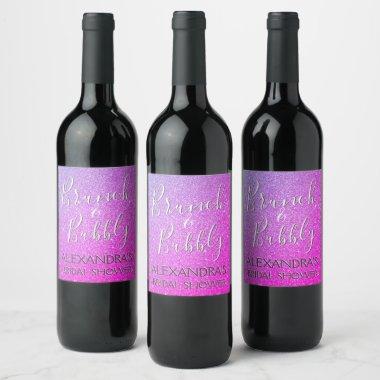 Pink Purple Brunch & Bubbly Bridal Shower Wine Label