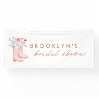 Pink Rain Boots & Flowers Bridal Shower Banner