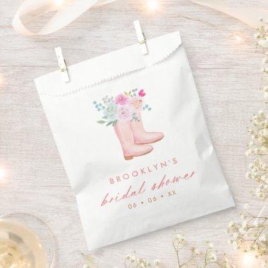 Pink Rain Boots & Flowers Bridal Shower Favor Bag