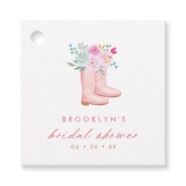 Pink Rain Boots & Flowers Bridal Shower Favor Tags