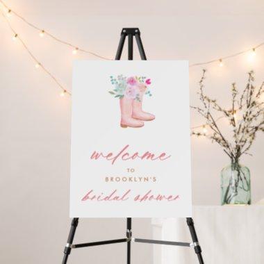 Pink Rain Boots & Flowers Bridal Shower Welcome Foam Board