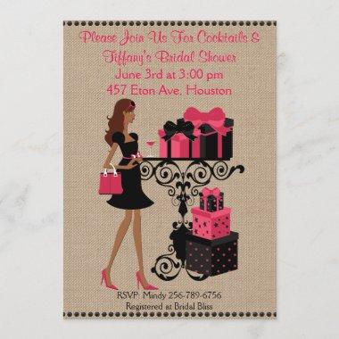 Pink Red Cocktail Keep Calm Bridal Shower Invite