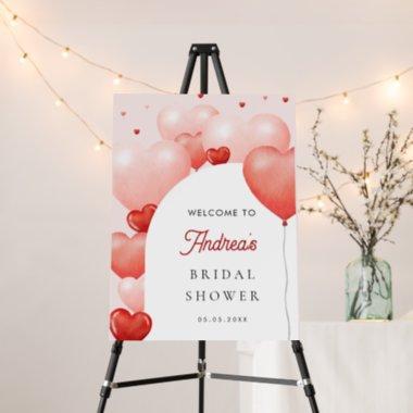 Pink Red Heart Balloons Bridal Shower Welcome Sign