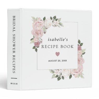 Pink Rose Floral Bridal Shower Recipe Book 3 Ring Binder