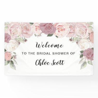 Pink Rose Floral Bridal Shower Welcome Banner