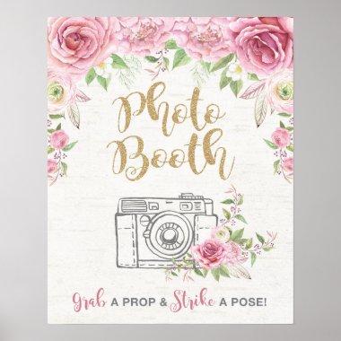 Pink Roses Photo Booth Prop Floral Wedding Decor