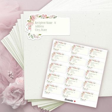 Pink Roses Sage Green Bridal Shower Mailing Lables Sticker