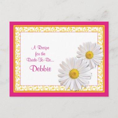 Pink Shasta Daisy Recipe Invitations for the Bride to Be