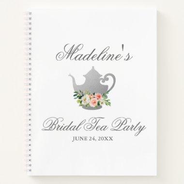 Pink Silver Bridal Shower Tea Party Gift List Notebook