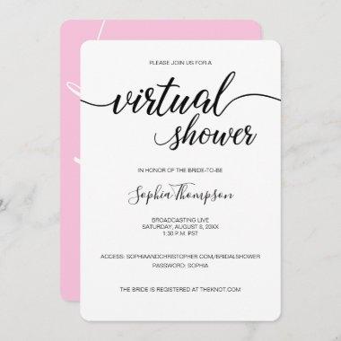 Pink Simple LIVE VIRTUAL wedding BRIDAL SHOWER Invitations