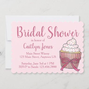 Pink Sprinkles Cupcake Wedding Bridal Shower Cake Invitations
