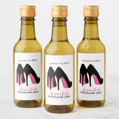 Pink Stilettos Girls Night Out Bachelorette Party Wine Label