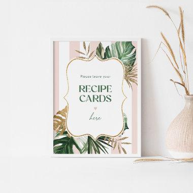 Pink stripe palm leave your recipe Invitations here poster