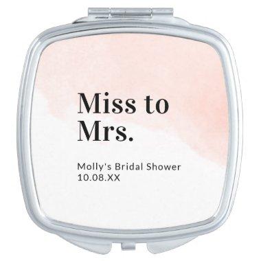 Pink Watercolor Bridal Shower Favor Miss to Mrs Compact Mirror