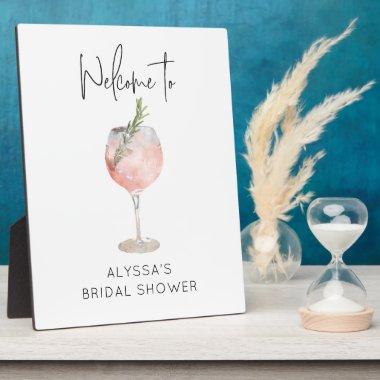 Pink Watercolor Cocktail Bridal Shower Welcome Plaque