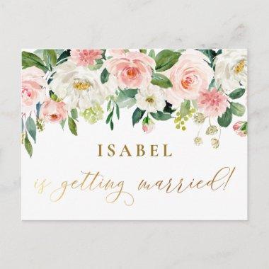 Pink Watercolor Floral Calligraphy Bridal Shower PostInvitations