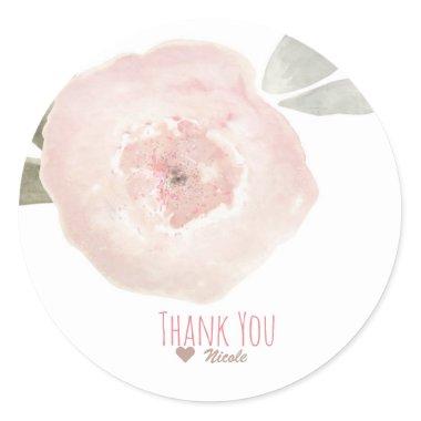 Pink Watercolor Flower Birthday Party Favor Classic Round Sticker
