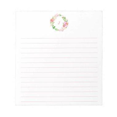 Pink Watercolor Flowers Bridal Shower Custom Notepad