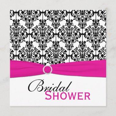 Pink, White, and Black Damask Bridal Shower Invite
