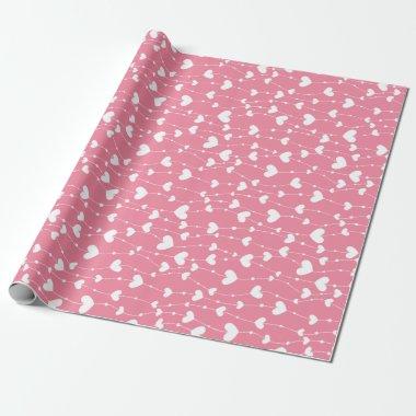 Pink White Hearts For her Birthday Baby Shower Wrapping Paper