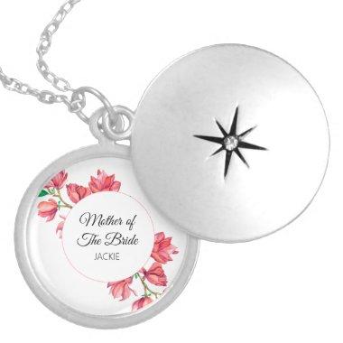 Pink White Mother of The Bride Floral Locket Necklace