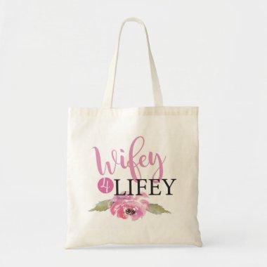 Pink Wifey 4 Lifey Bride Floral Tote Bag Gift Item